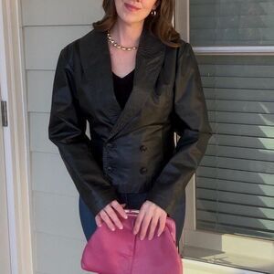 Rare Vintage 90s Avant-Garde Zebra Trim Leather Jacket - GB New York, Size Small